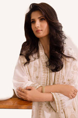 3 Piece Unstitched Embroidered Lawn Suit with Mirror Work Lacquer Printed Paper Cotton Dupatta  PC-42008
