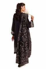 3 Piece Unstitched Embroidered Lawn Suit with Mirror Work Lacquer Printed Paper Cotton Dupatta  PC-42016