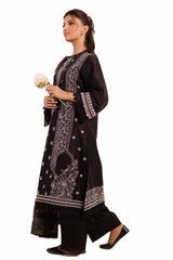 3 Piece Unstitched Embroidered Lawn Suit with Mirror Work Lacquer Printed Paper Cotton Dupatta  PC-42016