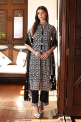 3 Piece Embroidered Lawn Unstitched Suit with Embroidered Chiffon Dupatta PM-2021