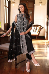 3 Piece Embroidered Lawn Unstitched Suit with Embroidered Chiffon Dupatta PM-2021