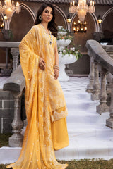 3 Piece Embroidered Lawn Unstitched Suit with Embroidered Chiffon Dupatta PM-42007