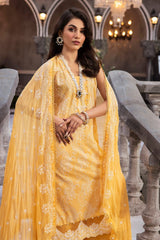 3 Piece Embroidered Lawn Unstitched Suit with Embroidered Chiffon Dupatta PM-42007