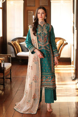 3 Piece Embroidered Lawn Unstitched Suit with Zari and Sequins Embroidered Chiffon Dupatta PM-42009