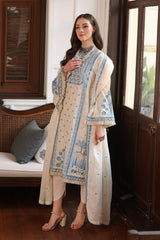 3 Piece Embroidered Dobby Unstitched Suit with Embroidered Cotton Net Dupatta PM-42030