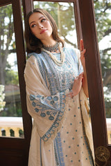 3 Piece Embroidered Dobby Unstitched Suit with Embroidered Cotton Net Dupatta PM-42030