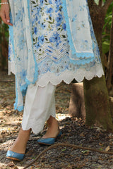 3 Piece Unstitched Embroidered Printed Lawn Suit with Printed Chiffon Dupatta PR-52010