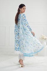 3 Piece Unstitched Embroidered Printed Lawn Suit with Printed Chiffon Dupatta PR-52010