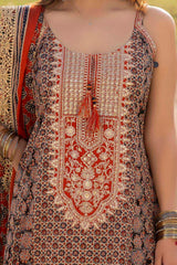 3 Piece Unstitched Embroidered Printed Lawn Suit CL-52658