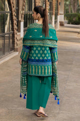 3 Piece Unstitched Printed Stripe Khaddar Suit K-52080