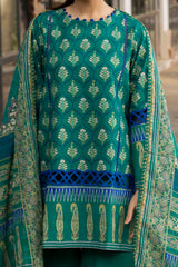 3 Piece Unstitched Printed Stripe Khaddar Suit K-52080