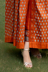 3 Piece Unstitched Printed Embroidered Khaddar Shirt with Printed Stripe Khaddar Dupatta K-52019