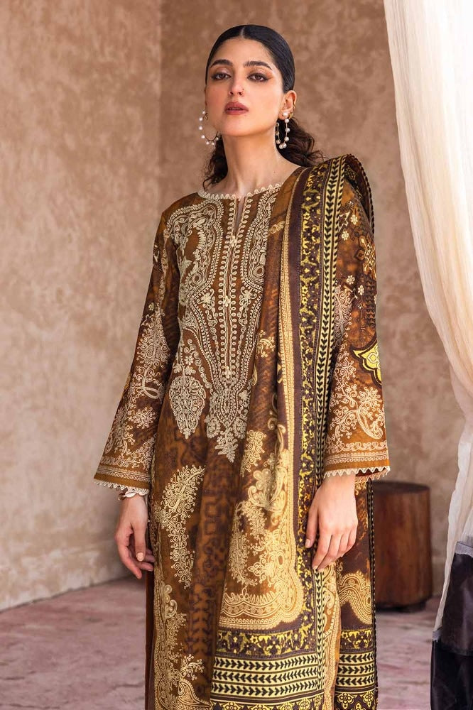 3 Piece Embroidered Khaddar Unstitched Suit with Digital Printed Khaddar Dupatta K-32016