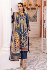 3 Piece Embroidered Khaddar Unstitched Suit with Digital Printed Zari Stripe Shawl AP-32033