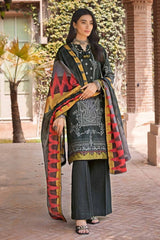 3 Piece Khaddar Jacquard Unstitched Suit with Cotton Net Dupatta MJ-32072
