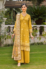 3 Piece Embroidered Cambric Unstitched Suit with Printed Burnout Dupatta BN-32006