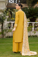 3 Piece Embroidered Cambric Unstitched Suit with Printed Burnout Dupatta BN-32006