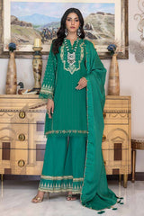 3 Piece Embroidered Stripe Lawn Unstitched Suit with Jacquard Dupatta  FE-32090