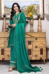3 Piece Embroidered Stripe Lawn Unstitched Suit with Jacquard Dupatta  FE-32090