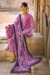 3 Piece Embroidered  Chiffon Unstitched Suit with Digital Printed Paper Cotton Dupatta FE-32022