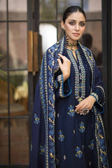 3 Piece Embroidered Khaddar Unstitched Suit with Embroidered Pashmina Shawl AP-32070