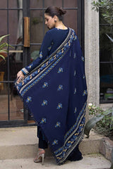 3 Piece Embroidered Khaddar Unstitched Suit with Embroidered Pashmina Shawl AP-32070