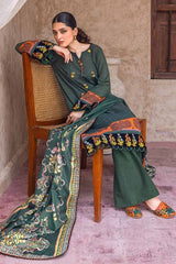 3 Piece Embroidered Digital Printed Khaddar Unstitched Suit with Digital Printed Pashmina Shawl AP-32027