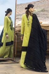 3 Piece Embroidered Leno Unstitched Suit with Jacquard Dupatta MJ-32050