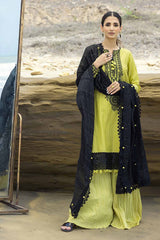 3 Piece Embroidered Leno Unstitched Suit with Jacquard Dupatta MJ-32050