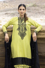 3 Piece Embroidered Leno Unstitched Suit with Jacquard Dupatta MJ-32050