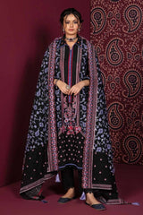 3 Piece Embroidered Khaddar Unstitched Suit with Embroidered Khaddar Dupatta K-32030