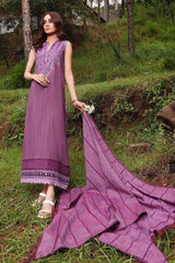 3 Piece Embroidered Cotton Stripe Unstitched Suit with Cotton Stripe Dupatta ST-32017