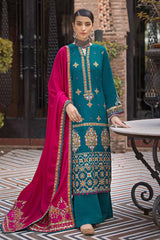 3 Piece Embroidered Khaddar Unstitched Suit with Embroidered Pashmina Shawl AP-32046
