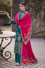 3 Piece Embroidered Khaddar Unstitched Suit with Embroidered Pashmina Shawl AP-32046