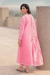 3 Piece Embroidered Cambric Unstitched Suit with Gold and Lacquer Denting Lawn Dupatta DN-32096