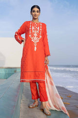 3 Piece Embroidered Jacquard Unstitched Suit with Sequins Paper Cotton Dupatta MJ-32055
