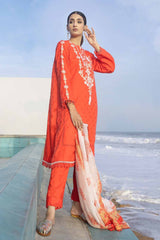 3 Piece Embroidered Jacquard Unstitched Suit with Sequins Paper Cotton Dupatta MJ-32055
