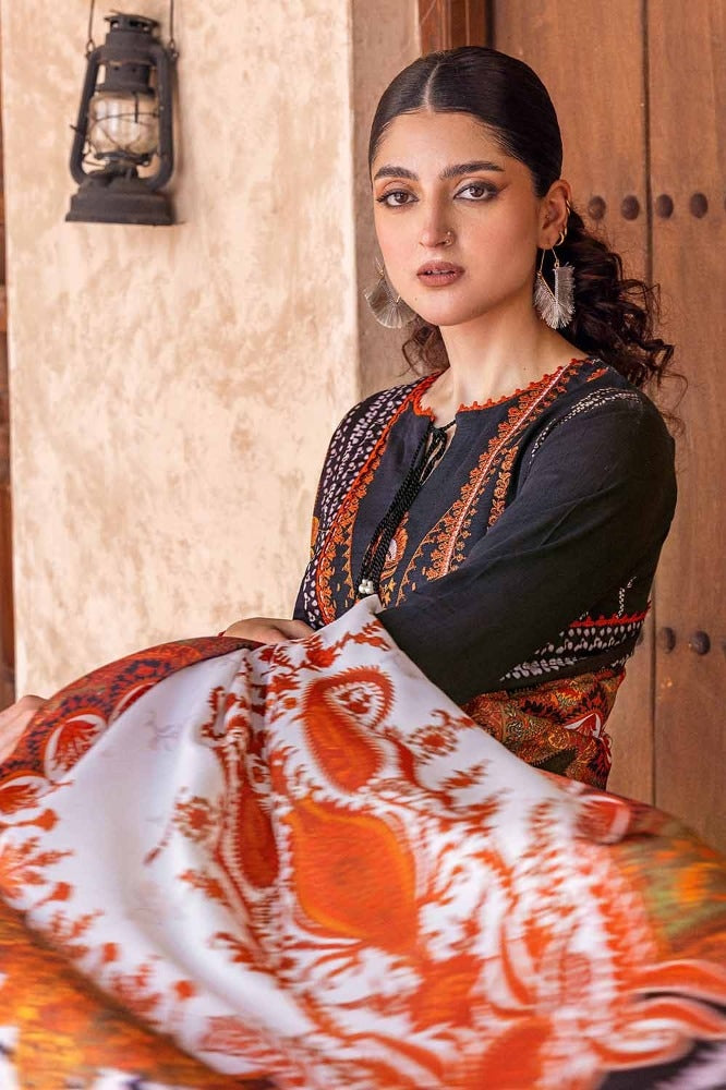 3 Piece Embroidered Khaddar Unstitched Suit with Pashmina Shawl AP-32053
