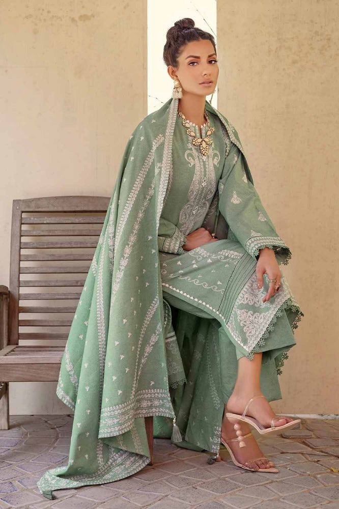 3 Piece Embroidered Linen Unstitched Suit with Embroidered Linen Dupatta RC-32002