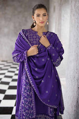 3 Piece Embroidered Pashmina Unstitched Suit with Embroidered Pashmina Shawl AP-32054