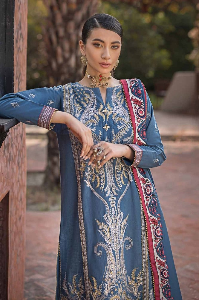3 Piece Embroidered Khaddar Unstitched Suit with Digital Printed Pashmina Shawl AP-32036