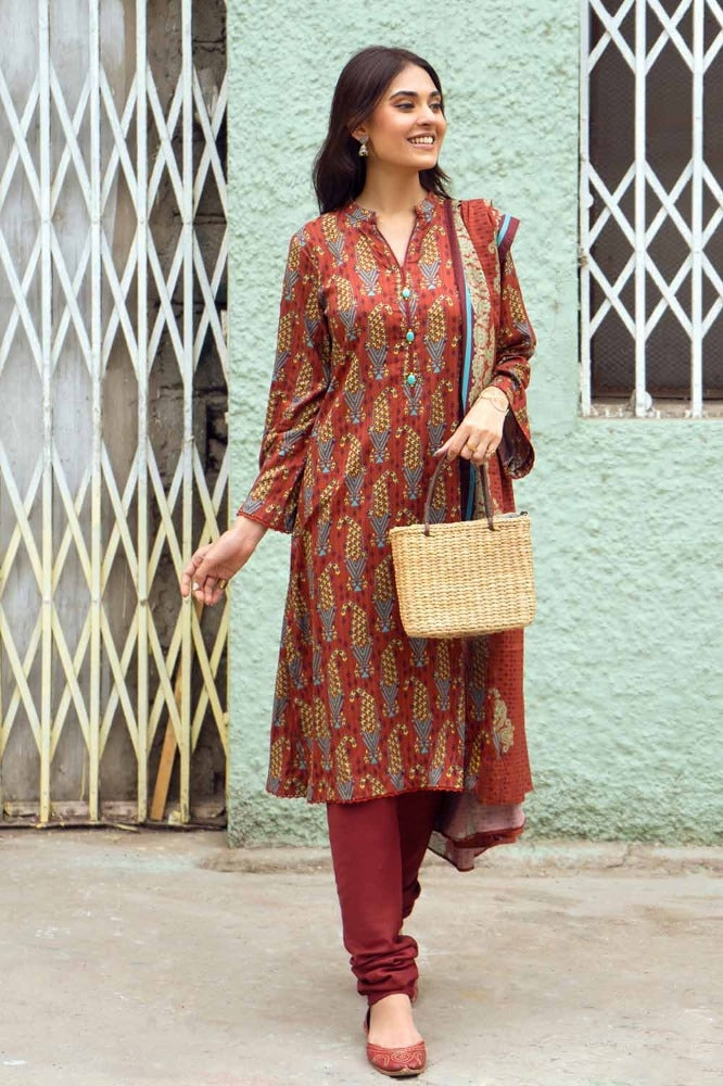 3 Piece Digital Printed Linen Unstitched Suit LT-32010 B