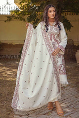 3 Piece Embroidered Pashmina Unstitched Suit with Embroidered Pashmina Shawl RC-32009