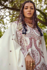 3 Piece Embroidered Pashmina Unstitched Suit with Embroidered Pashmina Shawl RC-32009