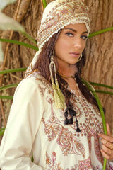 3 Piece Embroidered Pashmina Unstitched Suit with Embroidered Pashmina Shawl RC-32009