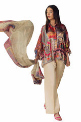 3 Piece Unstitched Printed Silk Suit S-42001
