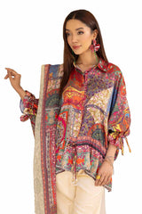 3 Piece Unstitched Printed Silk Suit S-42001