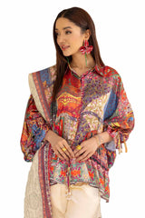 3 Piece Unstitched Printed Silk Suit S-42001