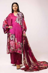 3 Piece Unstitched Printed Silk Suit S-42006
