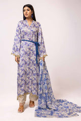 3 Piece Unstitched Printed Silk Suit S-42013